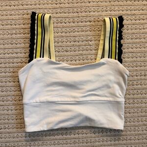 Free People White Crop Top with Yellow and Black Straps, size small